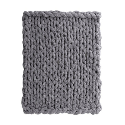 Dark Grey Soft Handwoven Knitted Chenille Blanket for Couch and Bed 150cm L x 100cm W