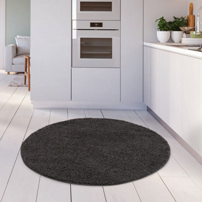 Dark Grey Soft Plain Design Fluffy Shaggy Rugs and Runners High Pile ...