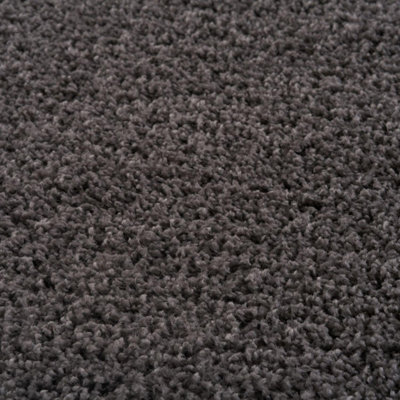 Dark Grey Soft Plain Design Fluffy Shaggy Rugs and Runners High Pile ...