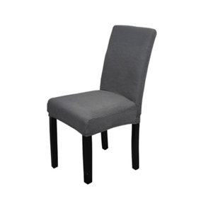Dark Grey Universal Dining Velvet Chair Cover, Pack of 1