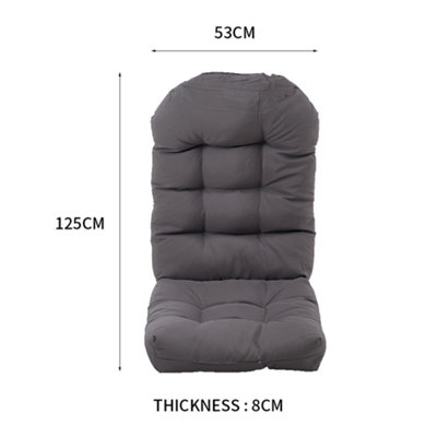 Dark Grey Waterproof Garden Chair Bench Seat Pad Cushion Swing Chair Hanging Basket Egg Chair Seat Cushion L 125 x W 53 cm