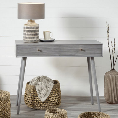 Dark Grey Wood 2 Drawer Console Table