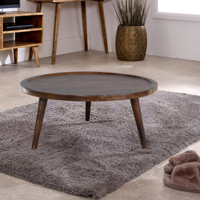 Dark Mango Wood Round Coffee Table
