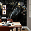 Dark Marble Effect Mural in Black, Gold (300cm x 240cm)
