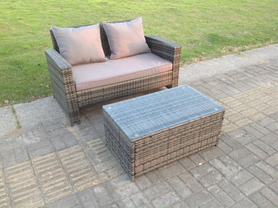 Rattan love seat grey hotsell