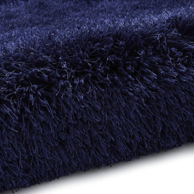 Dark Navy Plain Shaggy Handmade Modern Easy to clean Rug for Bed Room Living Room and Dining Room-200cm X 290cm