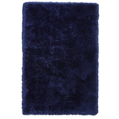 DARK NAVY PLAIN SHAGGY HANDMADE MODERN EASY TO CLEAN RUG FOR BED ROOM ...
