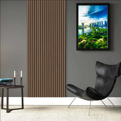 Dark Oak Acoustic 3D Timber Oak Slatted Wall Panel - 2400x600 - Natural Decor