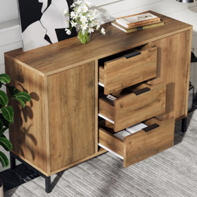 Dark Oak Chest of Drawers with with 2 doors and 3 drawers