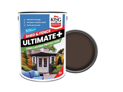 Dark Oak Garden Fence and Shed Paint King of Paints 5Litres