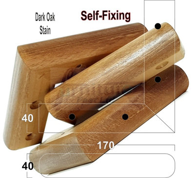 Dark Oak Stain Wood Corner Feet 45mm High Replacement Furniture Sofa Legs Self Fixing  Chairs Cabinets Beds Etc PKC321