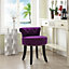Dark Purple Velvet Upholstered Dressing Table Stool with Black Rubberwood Legs