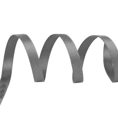Dark Silver Double Sided Satin Ribbon Polyester Ribbon Roll, 6mm x 10 metres