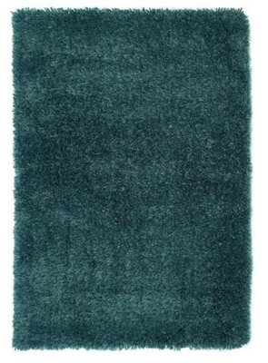 Dark Teal Handmade Rug, 50mm Thickness Plain Shaggy Rug, Modern Luxurious Rug for Bedroom, & Dining Room-110cm X 160cm