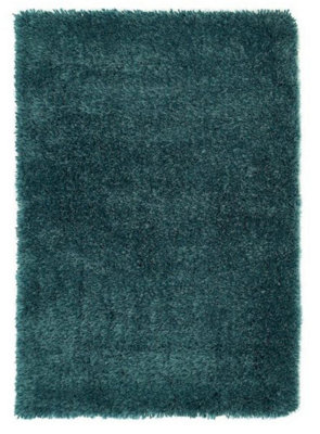 Dark Teal Handmade Rug, 50mm Thickness Plain Shaggy Rug, Modern Luxurious Rug for Bedroom, & Dining Room-140cm X 200cm