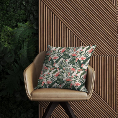 Dark Tropical Green Leaves Outdoor Cushion 60cm x 60cm