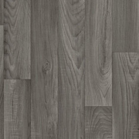 Dark Wood Effect Anti-Slip Vinyl Flooring for Living Room, Kitchen & Dining Room 7m X 4m (28m²)