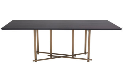 Dark Wood Top Sleek Dining Table, Rectangle Dining Room Table with ...
