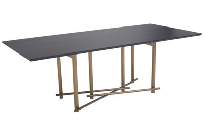 Dark Wood Top Sleek Dining Table, Rectangle Dining Room Table with ...