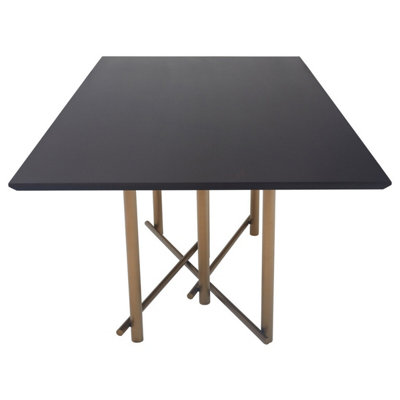 Dark Wood Top Sleek Dining Table, Rectangle Dining Room Table with ...