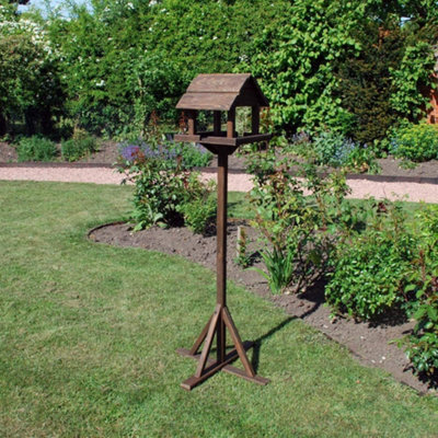 Dark Wooden Deluxe Garden Bird Feeder Feeding Table
