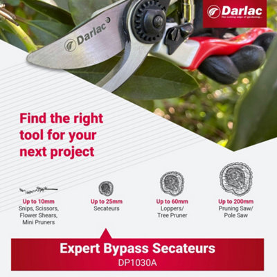 Darlac Expert Bypass Pruners Secateurs DP1030A Garden General Purpose 25mm Cut