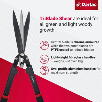Darlac Garden Tri 3 Blade Hedge Shear Pruner Trimmer Cutter DP900 Twin Cut