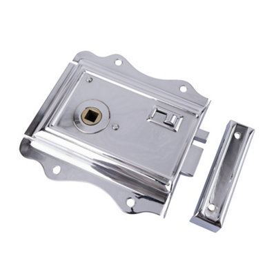 Dart Brass Flange Rim Latch 79mm Backset - Polished Chrome