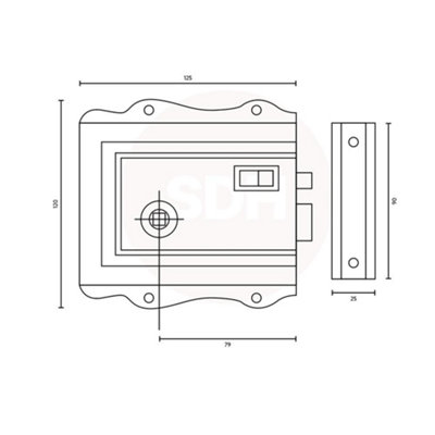 Dart Brass Flange Rim Latch 79mm Backset - Polished Chrome