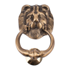 Dart Lion Head Cast Brass Door Knocker 177mm x 107mm - Antique Brass