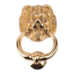 Dart Lion Head Cast Brass Door Knocker 177mm x 107mm - Polished Brass