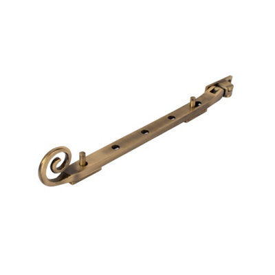 Dart Monkey Tail Brass Window Stay 10" (250mm) - Antique Brass