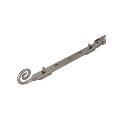 Dart Monkey Tail Brass Window Stay 10" (250mm) - Satin Nickel