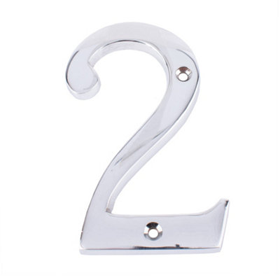 Dart Number 2 Door Numeral - Polished Chrome
