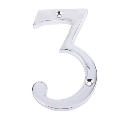 Dart Number 3 Door Numeral - Polished Chrome
