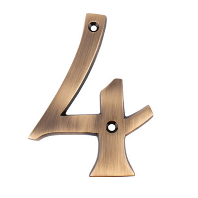 Dart Number 4 Door Numeral - Antique Brass