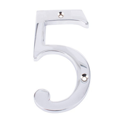 Dart Number 5 Door Numeral - Polished Chrome