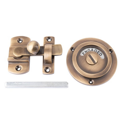 Dart Period Privacy Indicator Bolt Vacant Engaged Bathroom Lock - Antique Brass