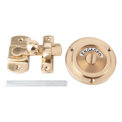 Dart Period Privacy Indicator Bolt Vacant Engaged Bathroom Lock - Polished Brass