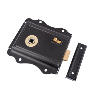 Dart Steel Flange Rim Latch 79mm Backset - Black