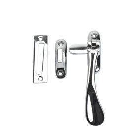 Dart Victorian Spoon Brass Window Fastener With Hook & Mortice Plate - Polished Chrome