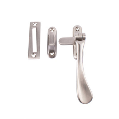 Dart Victorian Spoon Brass Window Fastener With Hook & Mortice Plate - Satin Nickel