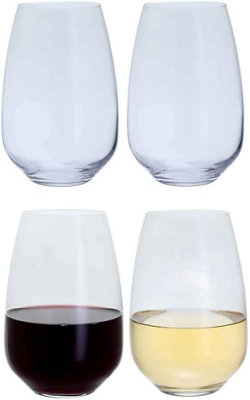 Dartington Crystal Cheers Stemless Set of 4, 450ml Classy Elegant  Traditional Wine Glasses