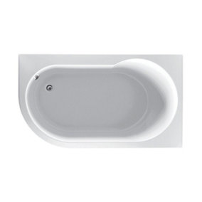 Darwin Right Hand White Super-Strong Acrylic Single Ended Compact Bath (L)1550mm (W)900mm