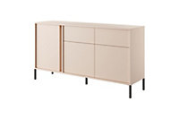 Dast B Contemporary Sideboard Cabinet 3 Hinged Doors 3 Shelves 2 Drawers Beige (H)820mm (W)1540mm (D)400mm
