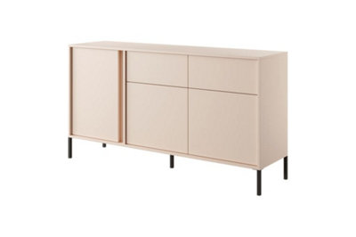 Dast B Contemporary Sideboard Cabinet 3 Hinged Doors 3 Shelves 2 Drawers Beige (H)820mm (W)1540mm (D)400mm