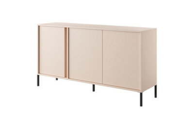 Dast C Contemporary Sideboard Cabinet 3 Hinged Doors 3 Shelves Beige (H)820mm (W)1540mm (D)400mm