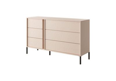 Dast Chest of Drawers - Spacious and Sleek Wooden Dresser with Push-To-Open System (W)1370mm (H)810mm (D)400mm - Beige