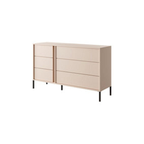 Dast Chest of Drawers - Spacious and Sleek Wooden Dresser with Push-To-Open System (W)1370mm (H)810mm (D)400mm - Beige