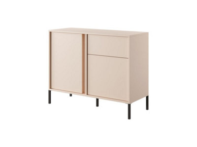 Dast D Contemporary Sideboard Cabinet 2 Hinged Doors 2 Shelves 1 Drawer Beige (H)820mm (W)1040mm (D)400mm